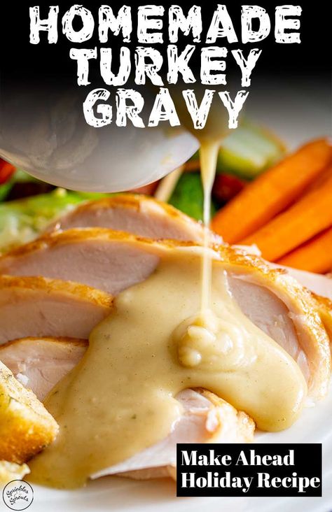 Learn how to make homemade Turkey gravy that can be made ahead of time. To get the rich turkey flavor before the big day, we are going to use turkey wings (or drumsticks) to give you a delicious turkey stock and some great drippings. These mixed with butter will provide you with a wonderful flavor packed gravy that is smooth and delicious. Perfect for Christmas or Thanksgiving. Make Ahead Turkey, Make Ahead Turkey Gravy, Turkey Gravy From Drippings, Homemade Turkey Gravy, Making Turkey Gravy, Gravy From Scratch, Turkey Gravy Recipe, Turkey Broth, Turkey Stock