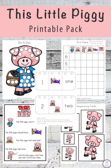 Nursery Rhymes Preschool, Nursery Rhyme Theme, Nursery Rhymes Activities, Sequencing Cards, Toddler Worksheets, Rhyming Activities, Do A Dot, This Little Piggy, Creative Learning