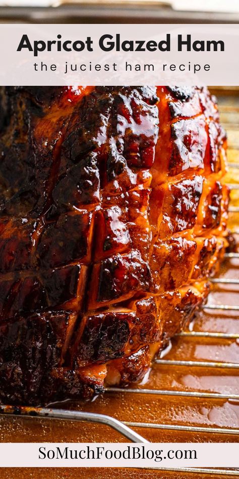 This easy Apricot Glazed Ham recipe is the perfect blend of sweet and savory. Apricot, ginger, and brown sugar make the glaze so flavorful! Ham With Coke, Cola Glazed Ham, Cola Ham, Ham Recipes Baked, Ham Glaze Recipe, Brown Recipe, Christmas Ham, Glazed Ham, Easter Dinner Recipes