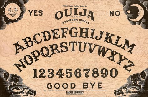 Tablero de ouija Diy Ouija Board, Board Template, Spirit Board, How To Age Paper, Ouija Board, Wafer Paper, Vintage Halloween, Template Printable, Alphabet