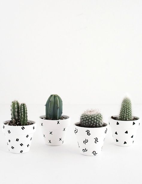 Earth Day DIY - Mini Succulent Plant Pots - Pottery Barn Decorating Terra Cotta Pots, White Pots, Room Decor Crafts, Mini Plant Pots, Home Decor Diy Crafts, Plant Pot Diy, Diy Garage Door, Painted Terra Cotta Pots, Pot Plants