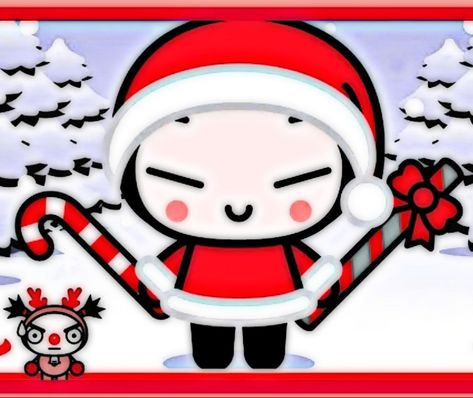 Pucca Christmas, Christmas Icons, Random Stuff, So Cute, Hello Kitty, Merry Christmas, Mario Characters, Kitty, Fan Art