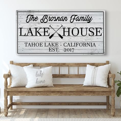 PRICES MAY VARY. Museum-Grade Quality - This Prime Vintage Framed Lake house decor wallart sign with paddle design Gallery-Wrapped Canvas; No sagging, dents, accidental rips; This Lake house sign room decor accessory wall art is Printed using UV-Resistant Ink with a neatly folded edge. Hassle-free - This personalized Lakehouse sign with paddle living room wall decor Comes with Ready-to-Hang Hooks; This family sign lake house decor wall art with paddle canvas is Water-resistant; Cleans easily usi Lake Life Decor, Family Lake House, Custom Lake House Signs, Lake House Sign, Lake House Gifts, Lake House Wall Art, Modern Farmhouse Wall Decor, Lake House Signs, Rustic Bedroom Decor