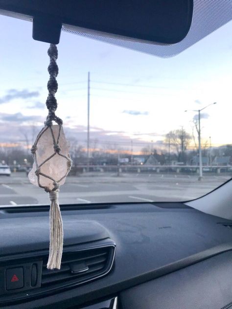 Himalayan salt rock car charm, boho chic car decor -  #Boho #Car #Charm #Chic #decor #Himalayan #Rock #Salt Cute Cars Accessories, Boho Car Accessories, Rear View Mirror Hanger, Cars Accessories, Car Accessories Diy, Car Deco, Car Hangers, Car Charms Mirror, Aston Martin Vanquish