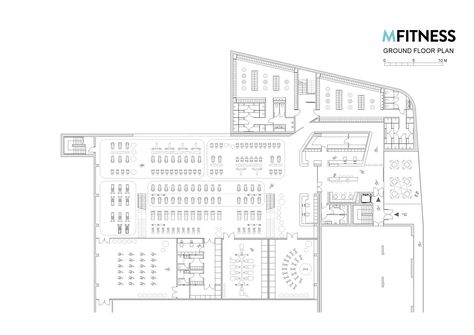 Gallery of MFitness / Smertnik Kraut - 13 Gym Plans Architecture, Fitness Center Design Plan, Gym Floor Plan Commercial, Fitness Center Floor Plan, Gym Design Plan, Gym Plan Architecture, Fitness Center Interior Design, Gym Floor Plan, Fitness Center Design