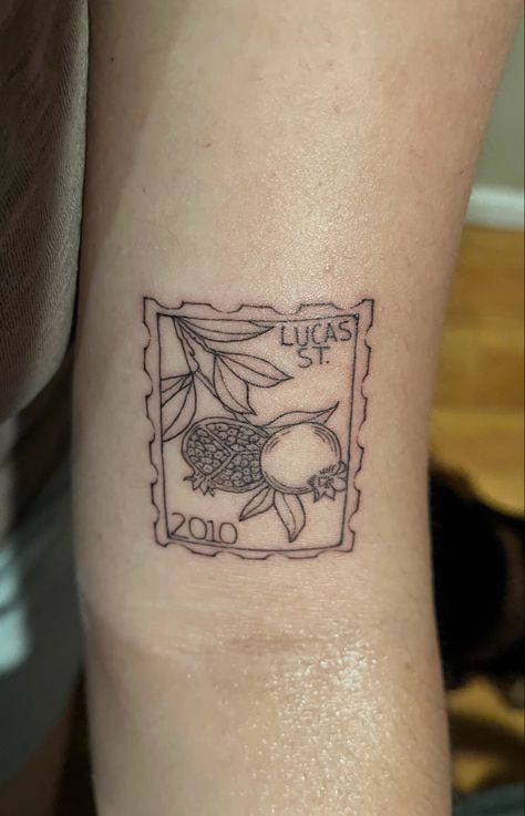 Pomegranate Tree Tattoo, Black Pomegranate Tattoo, Pomegranate Stamp Tattoo, Small Pomegranate Tattoo, Pomegranate Tattoo Simple, Pomagranet Tattoo Simple, Pomegranate Stick And Poke, Pomegranate Flower Tattoo, Tiny Pomegranate Tattoo