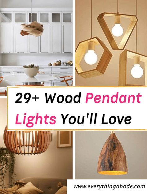 Wooden Pendant Lighting Kitchen, Natural Wood Light Fixtures, Glass And Wood Pendant Light, Wood Glass Pendant Light, Light Fixtures Unique, Wooden Pendant Lights Over Kitchen Island, Wooden Pendant Lights, Unique Island Lighting, Diy Wood Pendant Light