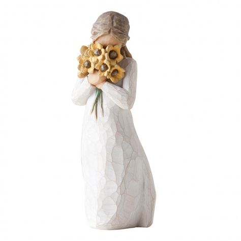 Amazon.com - Willow Tree Figure Warm Embrace 27250 - Collectible Figurines Willow Tree Figures, Dogs Hugging, Resin Angels, Willow Tree Angels, Smelling Flowers, Willow Tree Figurines, The Embrace, Fragrant Flowers, Willow Tree