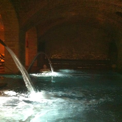 Underground baths- Barcelona, Spain Underground Hot Springs, Underground Spa, Communal Bath, Plot Ideas, Reflecting Pool, Journal Book, Book Aesthetics, Fantasy Dragon, Reading Journal