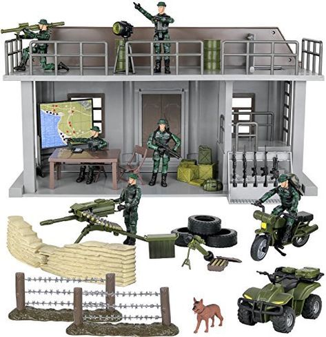 Click N Play Military Multi Level Command Center Headquarters 51 Piece Play Set With Accessories. - Only $50.39 - Save 10%! Army Men Toys, Lego Army, Military Action Figures, Military Figures, Pretend Play Toys, Command Center, Army Men, Play Toys, Play Set