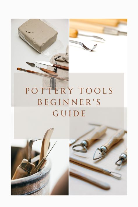 Discover the essential tools every aspiring potter needs to shape their first pottery pieces!🎨✨ #potterytools101 #beginnersguide Pottery Set Up At Home, Pottery Tools How To Use, Pottery Basics For Beginners, Pottery Tools Make Your Own, Pottery Tools Storage, Pottery Essentials, Pottery Materials, Pottery Space, Pottery 101