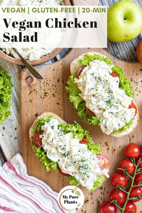 Vegan Chicken Salad, King Oyster Mushroom, King Oyster Mushrooms, Vegan Fried Chicken, King Oyster, Vegetarian Chicken, Mushroom Salad, Vegan Chicken, Creamy Dressing