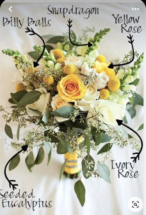 Faux Flowers Arrangements, Yellow Flower Arrangements, Yellow Wedding Bouquet, Yellow Wedding Theme, Yellow And White Flowers, Yellow Wedding Flowers, Yellow Bouquets, Billy Balls, Green Bouquet