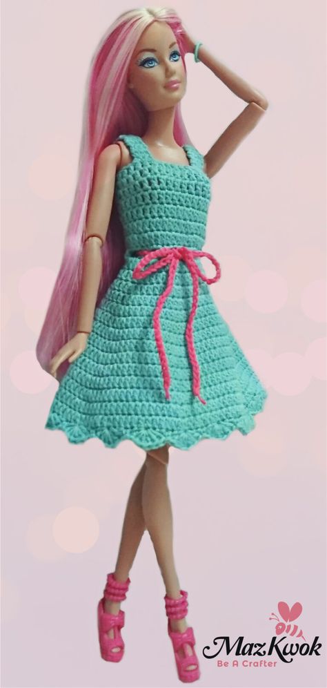 Crochet Barbie Patterns, Crochet Doll Clothes Free Pattern, Crochet Doll Clothes Patterns, Knitting Doll, Accessoires Barbie, Barbie Knitting Patterns, Barbie Dress Pattern, Fashion Knitting, Sewing Barbie Clothes