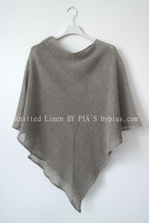 BYPIAS Knitted linen Poncho www.bypias.com Linen Poncho, Bra Tape, Cape Veil, Hip Style, Recycled Fashion, Knit Picks, Couture Sewing, Dressed To Kill, Business Casual Outfits