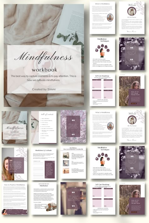 🔥 Completely customizable workbook to help your clients keep a positive mindset everyday, be more self-aware and boost their self-esteem to pursue big dream. These are not basic worksheets & e-book, these are in depth activities with text explanation on it! 🔥 Boost your service profits with these pretty, affordable contents, knowledgeable workbook layout & lead magnet templates exclusive for coach course creators, coaches, & online entrepreneurs! Guide Book Design Layout, Workbook Layout, Booklet Template, Workbook Design, Workbook Template, Coaching Tools, Lead Magnet, Meditation Techniques, Book Design Layout