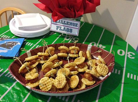 Fantasy Football Draft Party Food, Party Food Chicken, Fantasy Draft Party, Chicken And Waffle Sliders, Football Draft Party, Fantasy Football Draft Party, Waffle Sliders, Happy Labor Day Weekend, Fantasy Draft