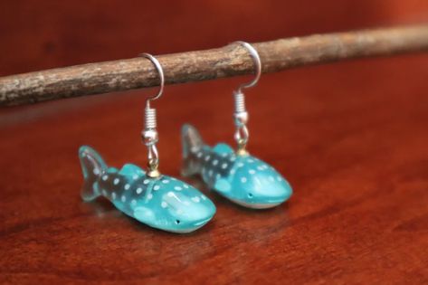 Whale Shark Earrings Animal Earrings Funky Earrings Cute - Etsy Whale Shark Earrings, Silly Sharks, Coastal Grandpa, Indie Earrings, Earrings Funky, Earrings Kawaii, Whale Sharks, Shark Earrings, Kawaii Earrings