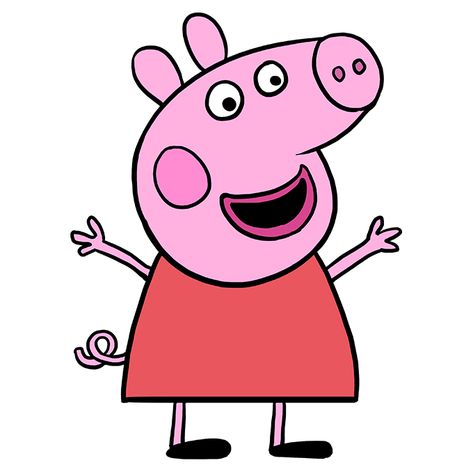 How to Draw Peppa Pig: Step 10 Pig Drawing Easy, Peppa Pig Drawing, Easy Cartoon Characters, Peppa Pig Cartoon, Easy Step By Step Drawing, Mickey Mouse Images, Pig Drawing, Pencil Sketch Images, Painted Rocks Kids