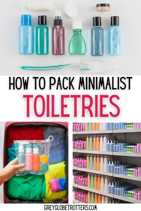 minimalist toiletries Minimalist Toiletries, Travel Minimalist, Minimalist Travel, Toiletry Kit, Toiletries Bag, Packing Tips, Toiletry Bag, Plastic Bottles, Travel Tips