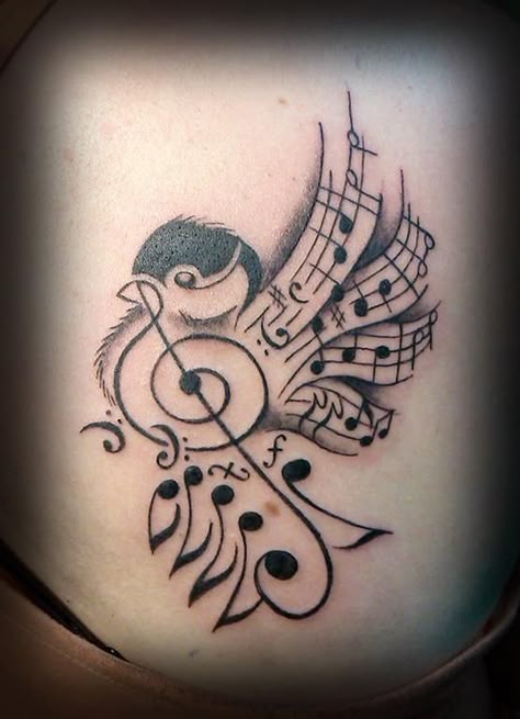 Music songbird made from musical notes. Tattoo tattoos design from chickadee comprised from sheet symbols. Music Bird Tattoos, Songbird Tattoo, Music Symbol Tattoo, Music Lover Tattoo, Sheet Music Tattoo, Piano Tattoo, Music Bird, Music Notes Tattoo, Tattoo Music