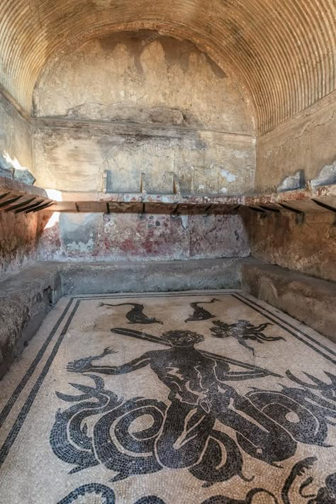 Roman baths at the ancient city of Herculaneum, Italy photo by porojnicu on Envato Elements The Destruction Of Pompeii, Roman Mosaic Art, Roman Antique, Roman Bath House, Antique Bathtub, Ruins Of Pompeii, Ancient Mosaic, Ancient Pompeii, Ancient Roman Art