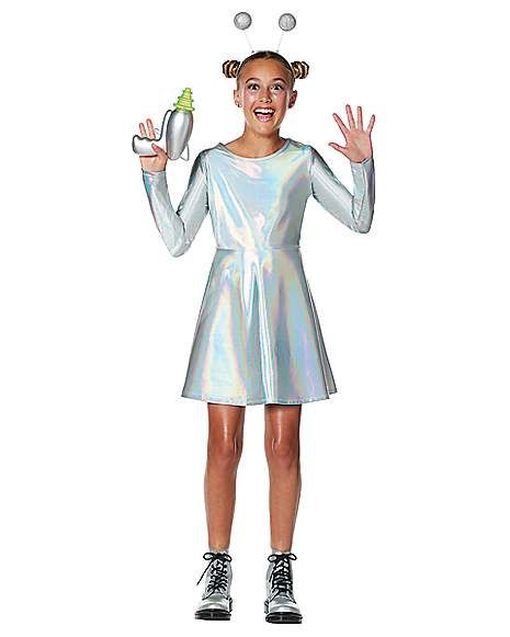 Tween Alien Dress - Spirithalloween.com Girl Alien Costume, Diy Alien Costume, Space Blaster, Alien Costume Women, Alien Dress, Space Girl Costume, Halloween Kids Costumes, Alien Halloween Costume