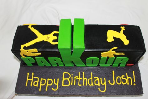 Parkour Birthday Cake! Parkour Birthday Party, Jessica Cake, American Ninja Warrior Party, 12th Birthday Party Ideas, Sonic Birthday Cake, Dinosaur Birthday Cakes, 16 Cake, Sonic Birthday, Birthday Boys