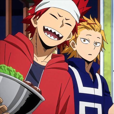 Kirishima Screencap, Mha Anime Screenshots, Kirishima And Kaminari, Denki And Kirishima, Kirishima And Denki, Kirishima X Kaminari, Anime Duos, Ejirou Kirishima, Kirishima Kaminari