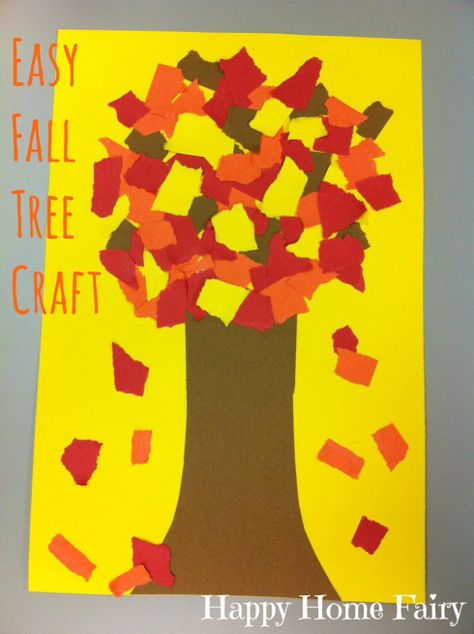 easy fall tree craft! construction paper, glue - BAM. Cuteness Fall Tree Craft, Pastor Appreciation Month, Fall Crafts For Toddlers, Happy Home Fairy, Construction Paper Crafts, Preschool Fall, Fall Arts And Crafts, Fall Art Projects, Fall Kindergarten