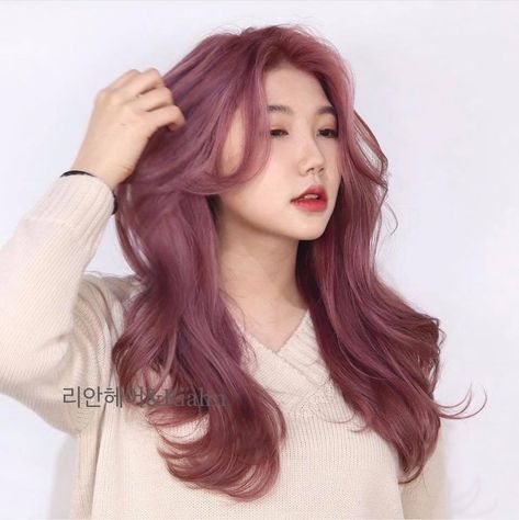 Pink Asian Hair, Pink Brown Hair Color, Smokey Pink Hair, Pinkish Brown Hair, Pink Brown Hair, Dusty Rose Hair, Mauve Hair, Dark Pink Hair, Rose Pink Hair