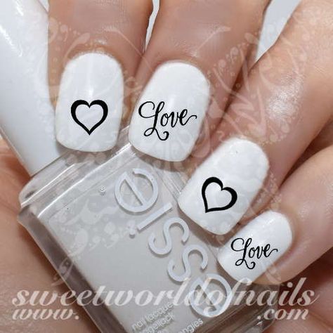 Valentine's Day Nail Art Love Word Black Heart Nail Water Decals Water Slides Music Note Nails, Music Nails, Fox Nails, Paint Nails, Nail Water Decals, Love Word, Heart Nail, Heart Nail Art, Best Nail Art Designs