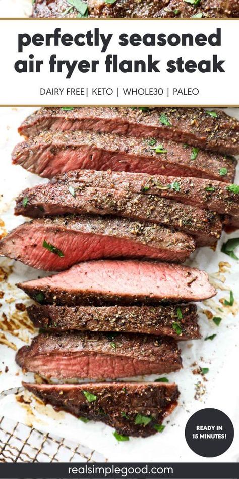 Air Fry Flank Steak, Beef Flank Steak Recipes Air Fryer, Flank Steak Air Fryer Recipes, Air Fryer Flat Iron Steak Recipes, Carnivore Flank Steak Recipes, Air Fryer Flank Steak Recipes, Flank Steak In Air Fryer, Flank Steak Seasoning, Flank Steak Air Fryer