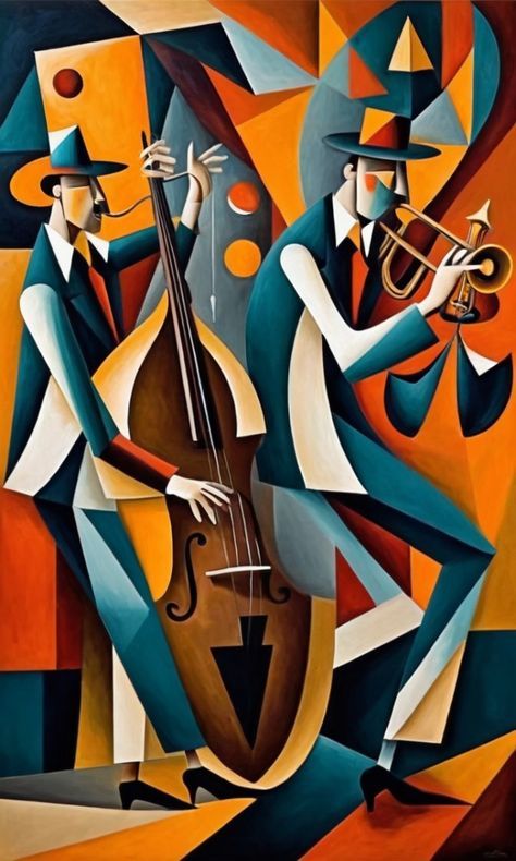 Jazz Art Abstract, Best Painting Ever, Jazz Music Art, Stunning Paintings, Cubist Paintings, Best Paintings, Musician Art, Spiritual Paintings, Avengers Art