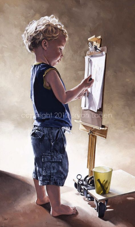 Bryan Larsen, 1975 ~ Romantic Realist painter | Tutt'Art@ | Pittura * Scultura * Poesia * Musica | Art Children, Kids Portraits, Childrens Art, Artist At Work, Love Art, Figurative, Painting & Drawing, Amazing Art, Art For Kids