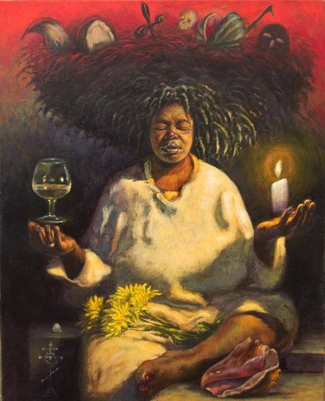 African Magic Aesthetic, African Ancestors Art, Mama Wata, Vodou Aesthetic, Ancestors Painting, African Ancestors Spirituality Art, Conjure Woman, African Mythology, African Spirituality