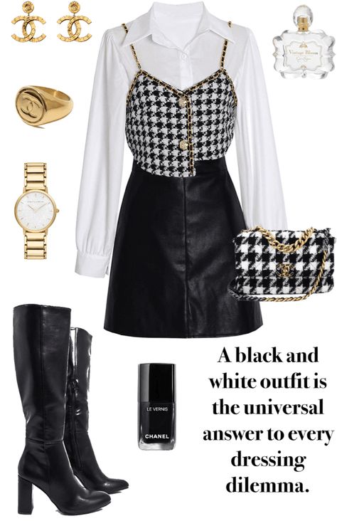 Chanel Outfit Ideas, Chanel Outfit Classy Chic, Outfit Dia, Chic Black Outfits, Workwear Capsule Wardrobe, Chanel Outfit, Black White Outfit, Stylish Work Attire, Swag Outfits For Girls