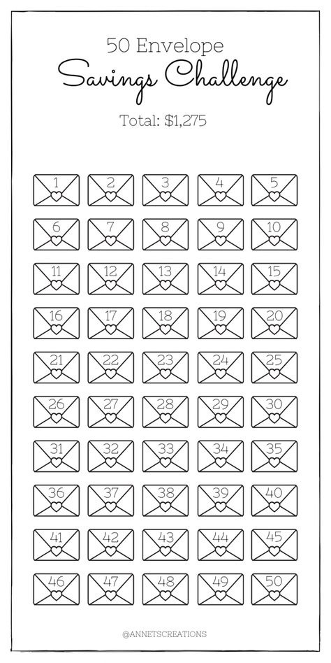 30 Day Money Saving Challenge 1000, 50 Envelope Savings Challenge, Envelope Savings Challenge, Envelope Savings, Mini Savings Challenge, Saving Coins, Saving Money Chart, Savings Chart, Money Chart