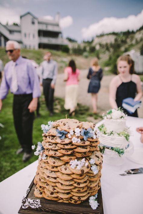 Woodland Vow Renewal, Cookie Tower Wedding, Cookie Tower Cake, Blue Theme Wedding Cake, Cookie Cake Wedding, Wedding Cake Tower, Cookie Wedding Cake, Display Cookies, Pittsburgh Wedding Cookie Table