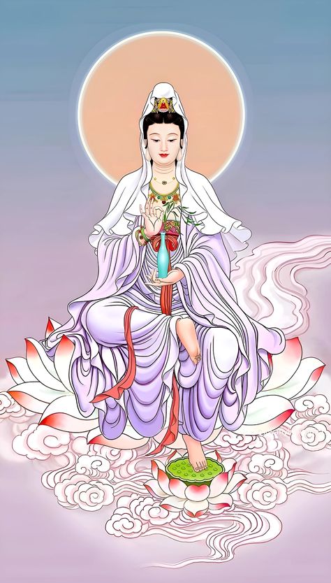 Bodhisattva Guanyin, Quan Am, Buddhist Artwork, Myanmar Art, Chinese Art Painting, Quan Yin, Kuan Yin, Kwan Yin, Buddha Image