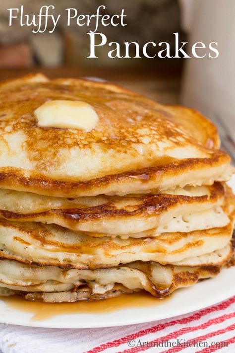 Perfect Fluffy Pancakes. Make delicious homemade pancakes from scratch with this quick and easy recipe. #pancakes #homemadepancakes Restaurant Style Fluffy Pancakes, Easy Homemade Pancake Recipe, Pancakes Homemade, Fluffiest Pancakes, Easy Homemade Pancakes, Week Meals, Fluffy Pancake Recipe, Savory Cakes, Homemade Pancake Recipe