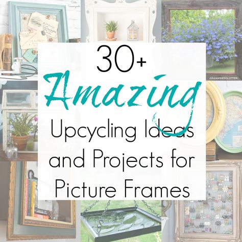 Upcycled picture frames and things to do with old picture frames Repurpose Picture Frames Diy, Repurpose Picture Frames, Upcycle Frames, Upcycled Picture Frames, Picture Frame Projects, Picture Frame Crafts, Cheap Frames, Old Picture Frames, Picture Frame Decor