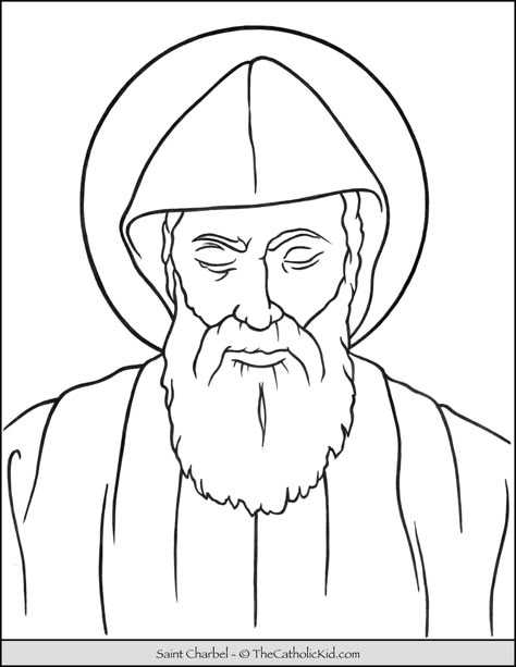 Saint Charbel Coloring Page - TheCatholicKid.com Saint Charbel Drawing, Saint Charbel Tattoo, San Charbel, Saint Drawing, Saint Charbel, Mother Mary Wallpaper, Deep Images, Saint Coloring, St Charbel