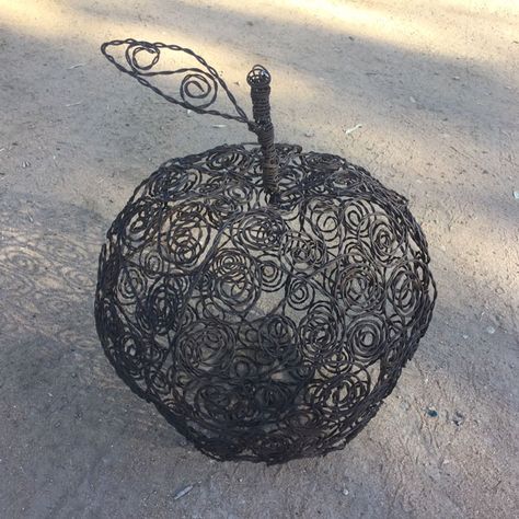 Tin Can Garden Ideas, Barb Wire Crafts, Chicken Wire Diy, Chicken Wire Art, Barbed Wire Art, Upcycled Garden, Garden Balls, Barb Wire, Wire Art Sculpture