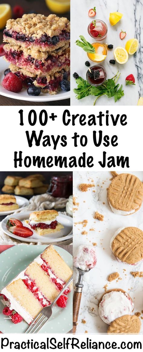 Creative Ways to Use Homemade Jam ~ Recipes Using Jam Cooking With Jam, Dessert With Jam, Ways To Use Jam, Recipes To Use Up Jam, Baking With Jam Recipes, Recipes That Use Jelly, Recipes With Jam In Them, Desserts Using Jam, Recipes That Use Jam