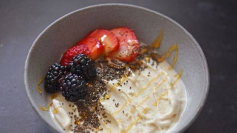 This Frozen Oatmeal Smoothie Bowl recipe created by Nikki Dinki, is made possible by Ninja Test Kitchen and their CREAMi. Frozen Oatmeal, Protein Smoothie Bowl Recipe, Smoothie Bowl Recipe Healthy, Protein Smoothie Bowl, Oatmeal Smoothie, Yogurt Toppings, Creami Recipes, Banana Smoothie Bowl, Pumpkin Pie Smoothie