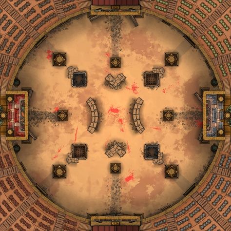 Battle Arena - 5 Modes to spice up the challenge (35x35) : dndmaps Gladiator Arena, Battle Arena, Dnd World Map, Map Making, Fantasy Town, Tabletop Rpg Maps, Dnd Dragons, Rpg Map, Dungeon Maps