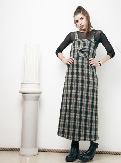 – 90s vintage plaid grunge dungaree dress Sheer Slip Dress, Hippie Summer, Reworked Denim, Denim Pinafore, Dungaree Dress, Slip Dresses, Night Party, Summer Maxi, Casual Friday