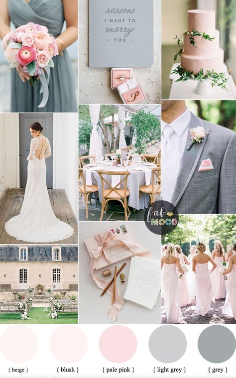 Light Pink And Gray Wedding Theme, Light Pink And Gray Wedding, Blush And Light Grey Wedding, Light Pink And Grey Wedding, Gray Wedding Palette, Gray Themed Wedding, Neutral Blush Wedding, Blush And Gray Wedding, Soft Blue Wedding