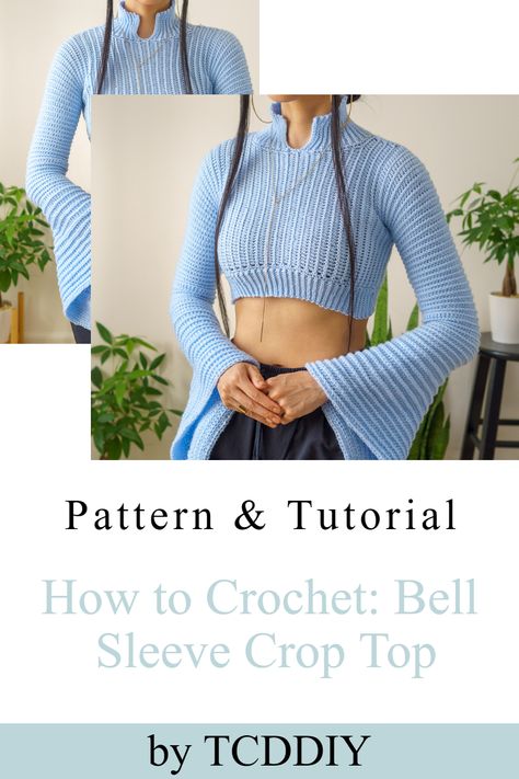 Are you looking for the perfect everyday wear crochet pattern? Look no further! This Crochet Pattern is easy to follow and will help you create your next amazing project! With clear step-by-step instructions, helpful diagrams, and high-quality pictures, this pattern is the surefire way to make sure your project turns out perfect. So what are you waiting for? Click for the pattern! #crochet #crochetpattern #crochettutorial Bell Sleeve Top Pattern, Crochet A Crop Top, Crochet Top Tutorial, Easy Crochet Top, Bell Sleeve Pattern, Diy Crochet Top, Start Crocheting, Belly Top, Crochet Spring